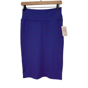 Lularoe Cassie Skirt Women's‎ Size S Blue Red Stripe Knit Pencil Career New